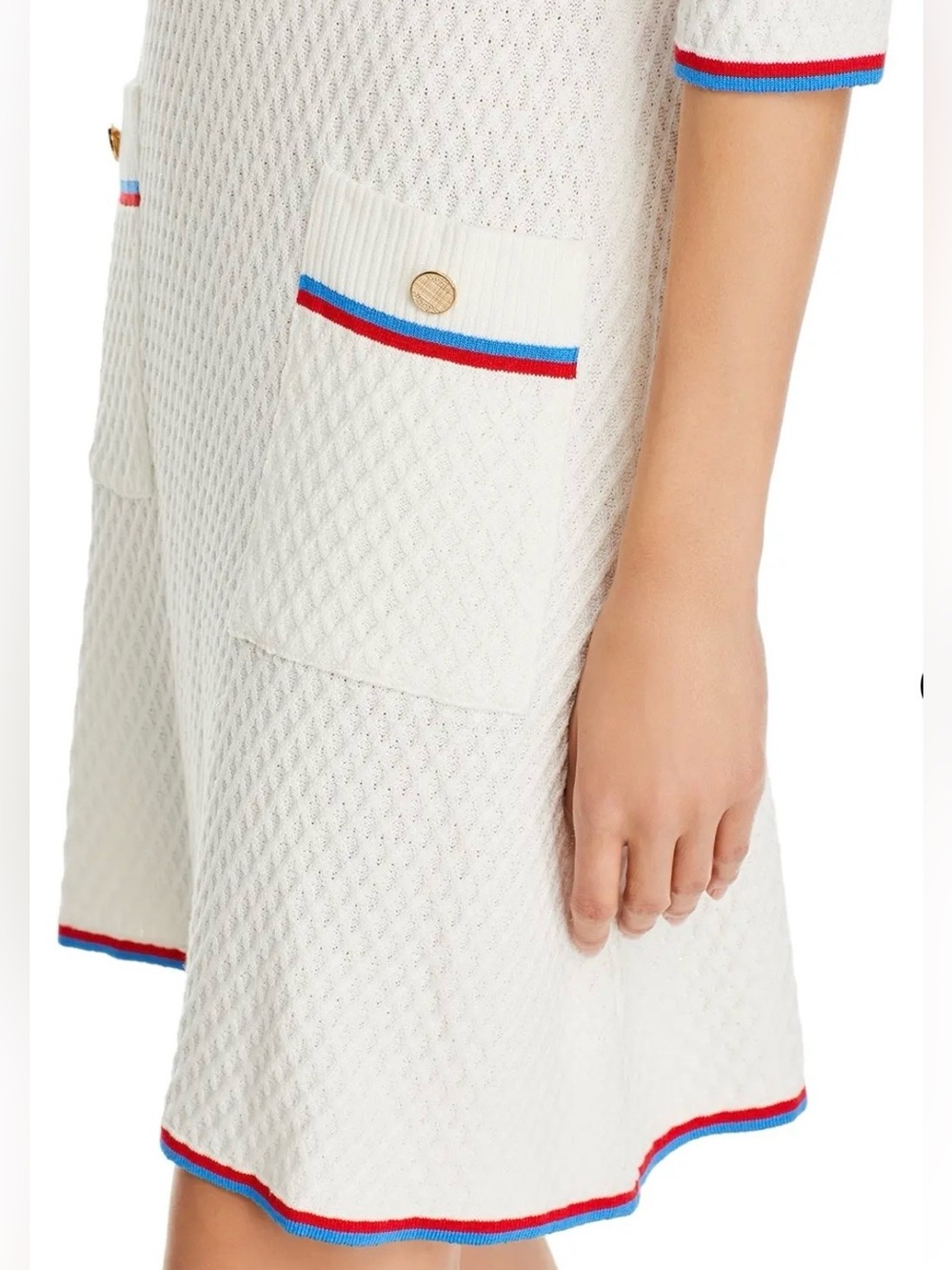 Misook Diamond Stitch Sheath Sweater Dress Size M $378 *flaw - Picture 6 of 12